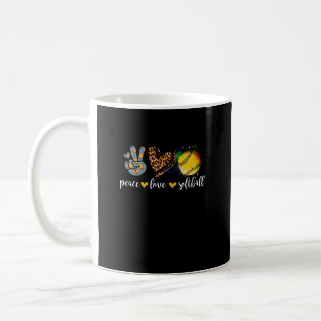 Taza De Café Peace Love Softball Para Los Chicas Adolescentes C (Izquierda)
