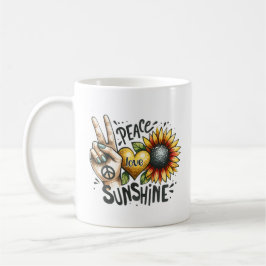 Taza De Café Peace Love Sunflower Personalizado