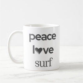 Taza De Café Peace Love Surf | Coastal Surfer Beach House