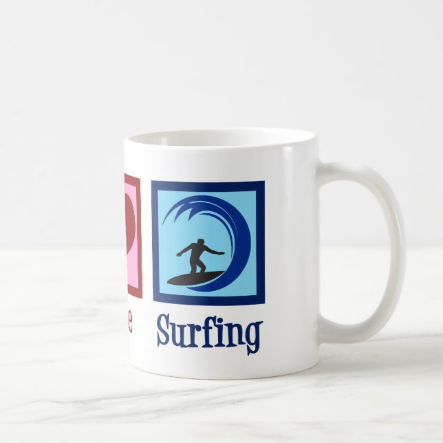 Taza De Café Peace Love Surfing (Derecha)