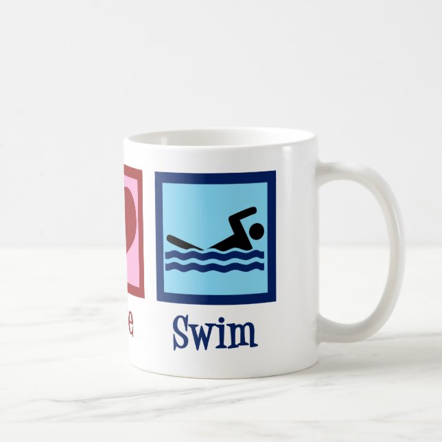 Taza De Café Peace Love Swim Team Cute Swimmer (Derecha)