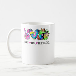 Taza De Café Peace Love Third Grade Tie Dye Happy First Day Of 