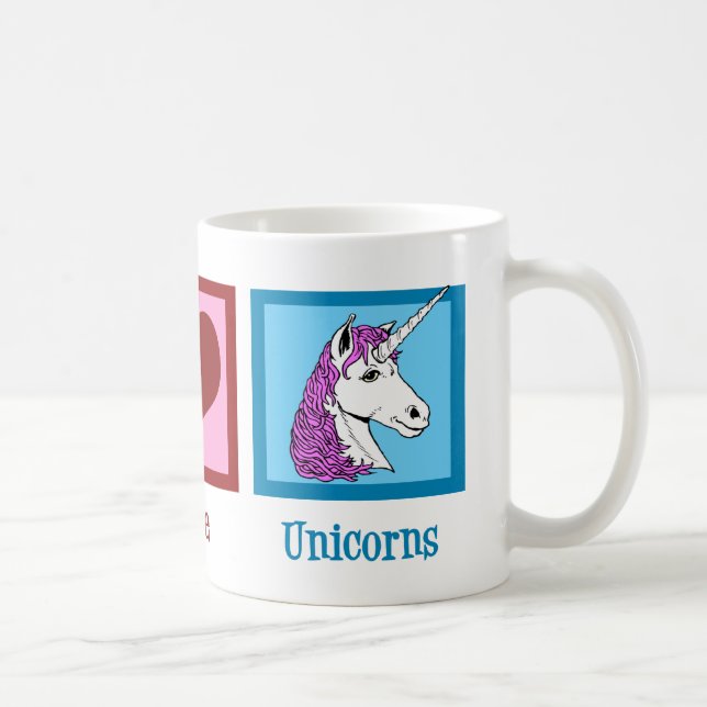 Taza De Café Peace Love Unicornios (Derecha)