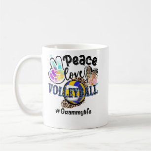Taza De Café Peace Love Volleyball Grammy Life Mom Grandma Leop