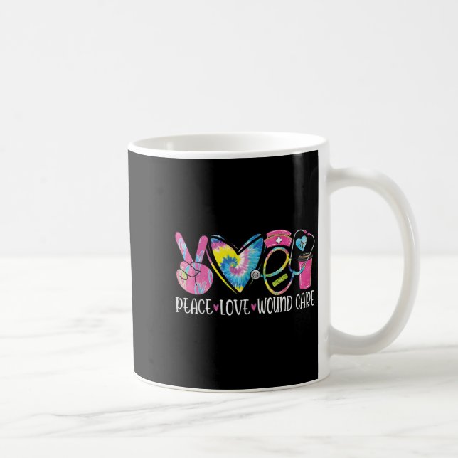 Taza De Café Peace Love Wound Care Nurse Nursing Heart Stethosc (Derecha)
