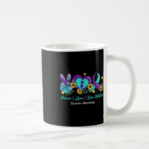 Taza De Café Peace Love You Purple Verde azulado Ribbon Suicidi