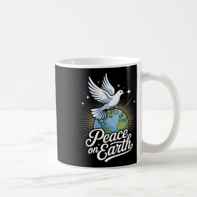 Taza De Café Peace On Earth Dove And Globe Faith Christmas  (Derecha)