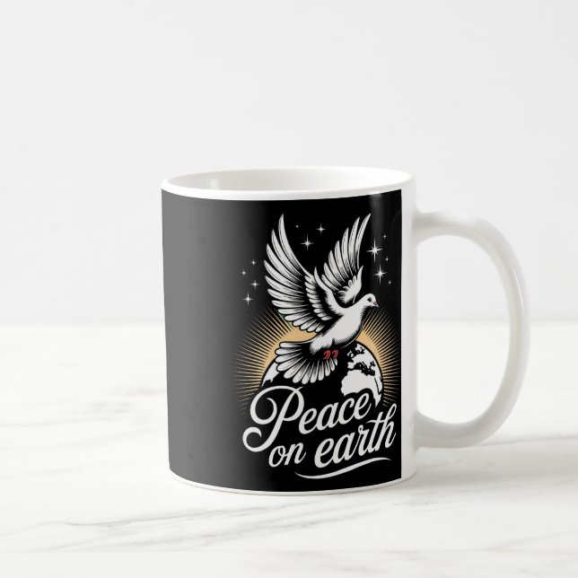 Taza De Café Peace On Earth Dove And Globe Peaceful Christmas  (Derecha)