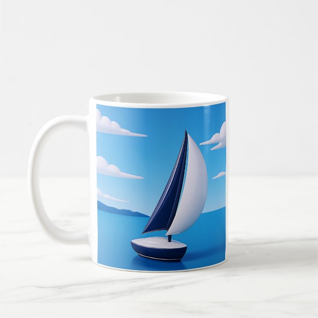 Taza De Café Peaceful Sailboat Ocean  (Izquierda)