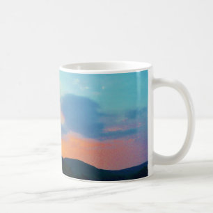 Taza De Café Peach and Blue Sunset en el lago montañoso