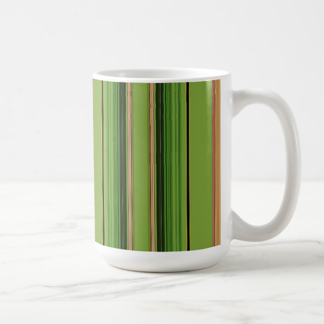 Taza De Café Peach and Green Stripes (fondo) (Derecha)