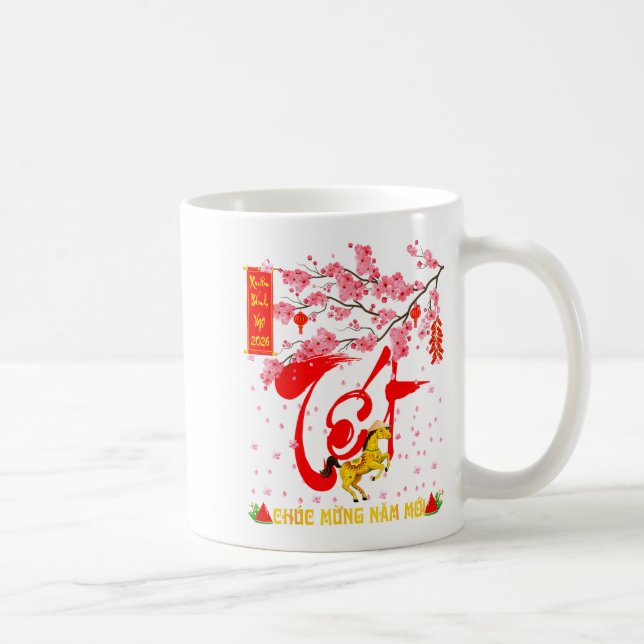 Taza De Café Peach Blossom Vietnamese Lunar New Year Horse 2026 (Derecha)