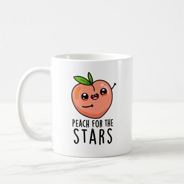 Taza De Café Peach For The Stars Funny Fruit Pun (Izquierda)
