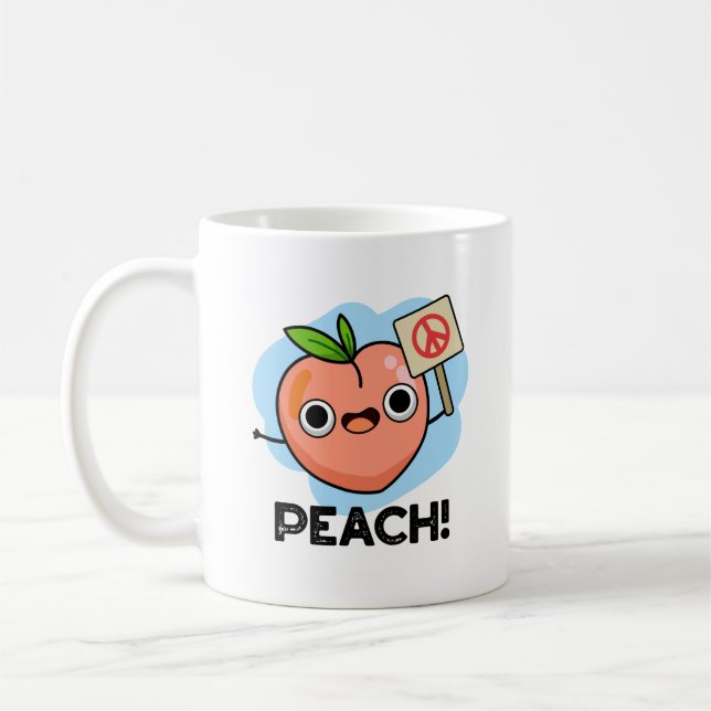 Taza De Café Peach Funny Peace Fruit Pun (Izquierda)