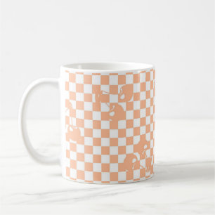 Taza De Café Peach Fuzz Cherry Gingham Pattern