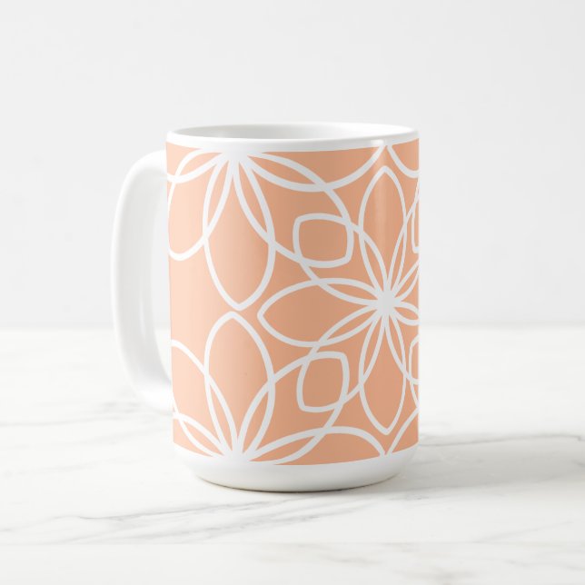 Taza De Café Peach fuzz elegante diseño floral estilizado (Anverso izquierdo)