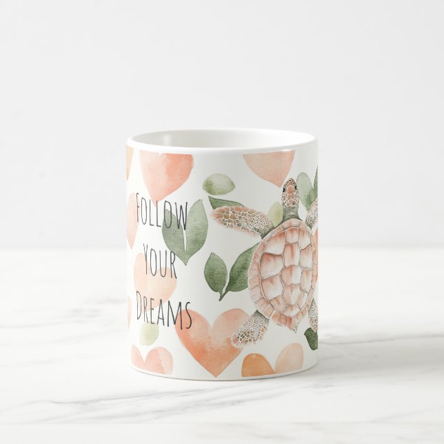 Taza De Café Peach Hearts Dreams Sea Turtle (Centro)