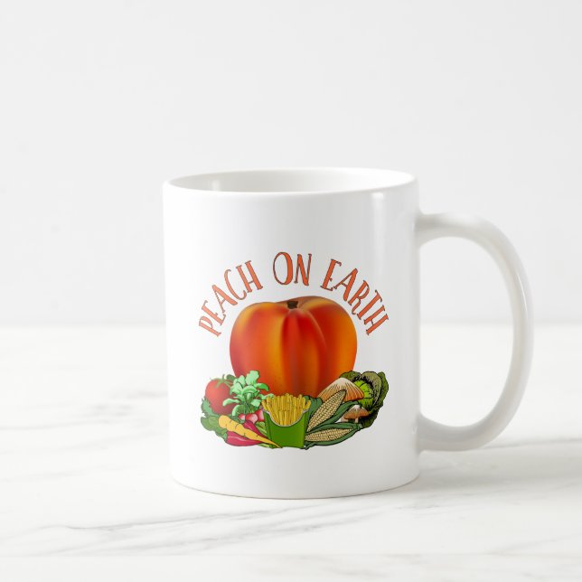 Taza De Café Peach on Earth Funny Navidades Pun Coffee Mug (Derecha)