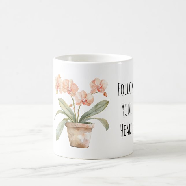 Taza De Café Peach Orchid Flowers (Centro)