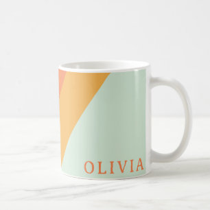 Taza De Café Peach Pastel de tiras retro personalizadas