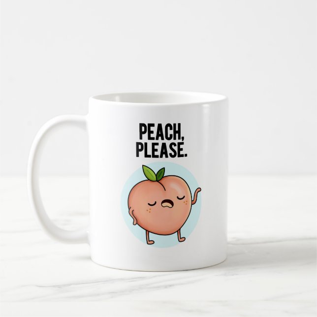 Taza De Café Peach Please Funny Fruit Pun (Izquierda)