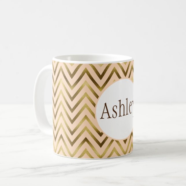 Taza De Café Peach y Gold Personalizadas (Anverso izquierdo)