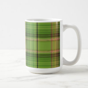 Taza De Café Peach y Green Plaid (fondo)
