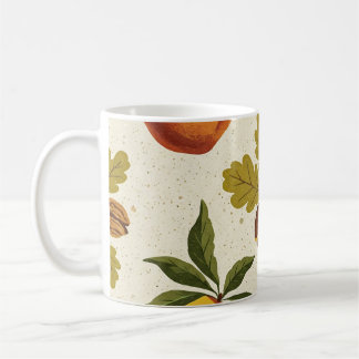 Taza De Café Peaches y nueces Mug -Viñeta Botánica
