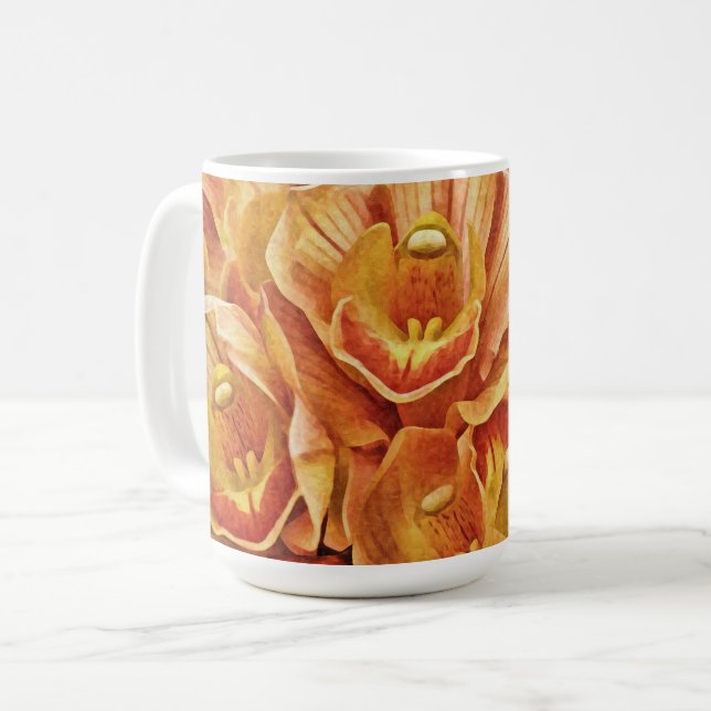 Taza De Café Peachy Naranja Orchids Garden Art Mug Cup (Anverso izquierdo)