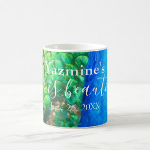 Taza De Café Peacock Blue Green Feather Texbes de verano