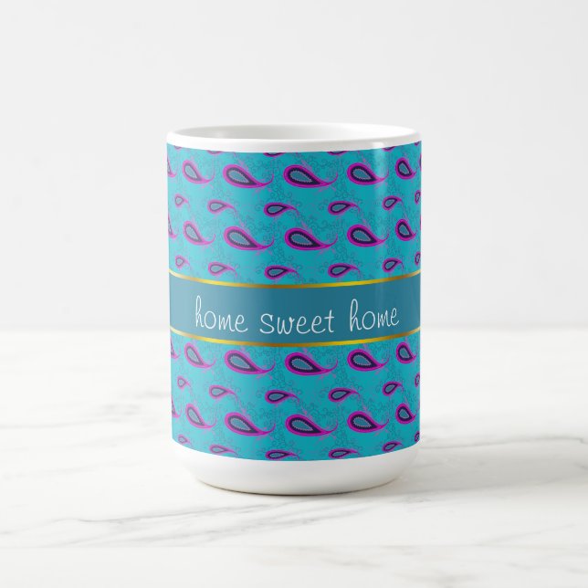 Taza De Café Peacock Blue Paisley (Centro)