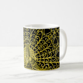 Taza De Café Peacock de oro de Art Nouveau