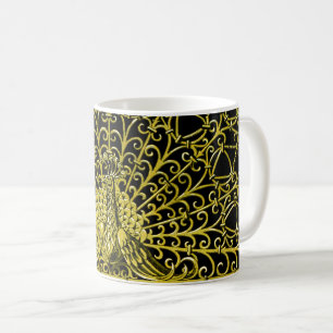 Taza De Café Peacock de oro de Art Nouveau