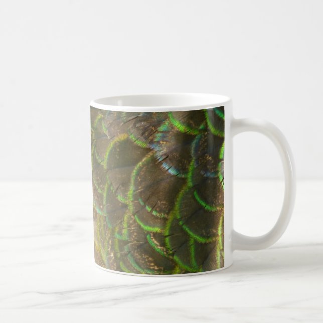 Taza De Café Peacock Feathers III (Mujer) Diseño de la Naturale (Derecha)