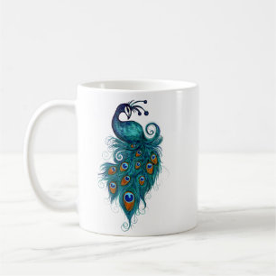 Taza De Café Peacock Feathers Peacocks Verde azulados