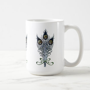 Taza De Café Peacock Feathers Vintage Art Nouveau Design