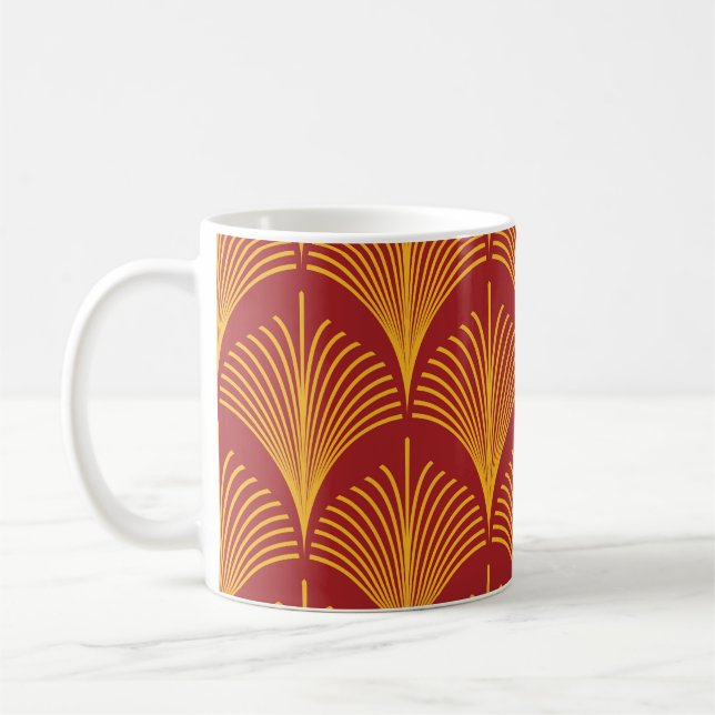 Taza De Café Peacock Oro Rojo: Art Deco. (Izquierda)