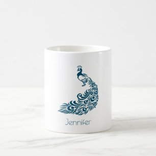 Taza De Café Peacock verde azulado audaz y elegante Art Deco pe