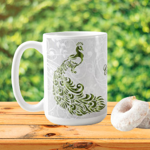 Taza De Café Peacock Verde Personalizado Café Mug