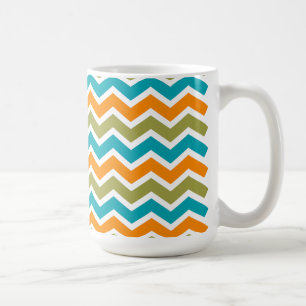 Taza De Café Peacock Vibrant Tribal Zigzag