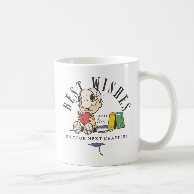 Taza De Café Peanuts Best Wishes Graduation Snoopy Reading (Derecha)