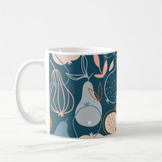 Taza De Café Pear elegante: Patrón oscuro escandinavo