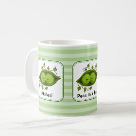 Taza De Café Peas en un poste con franjas verdes personalizadas
