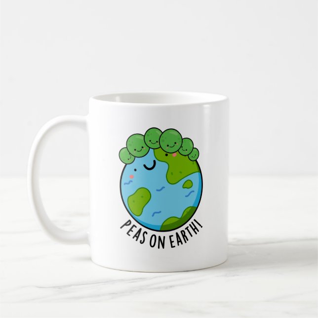 Taza De Café Peas On Earth Funny Veggie Peace Pun (Izquierda)