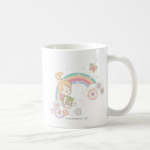 Taza De Café PEBBLES™ Nubes de arcoiris y flores
