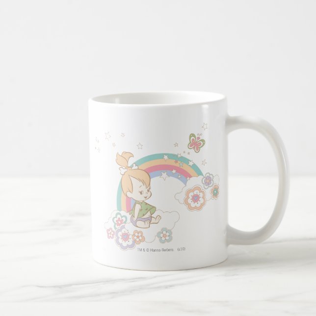 Taza De Café PEBBLES™ Nubes de arcoiris y flores (Derecha)