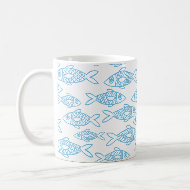 Taza De Café Peces azules nadando en el mar (Izquierda)