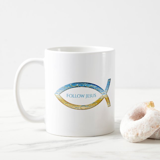 Taza De Café Peces cristianos | Seguir a Jesús (Con donut)