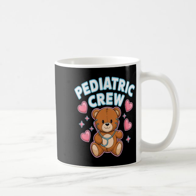 Taza De Café Pediatric Crew Nurse Bear Heart Stethoscope Peds  (Derecha)