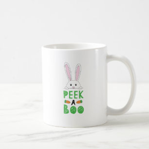Taza De Café Peek-A-Boo conejo de Pascua Rosado y Blanco